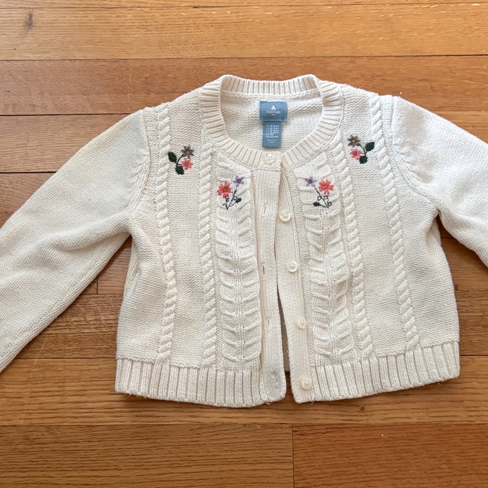 GAP Ivory Cardigan with Floral Details